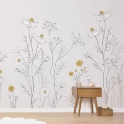 Lilipinso Stickers Et Papiers-peint Enfant Décor Fleurs En Papier Beige 4m X 2,48m