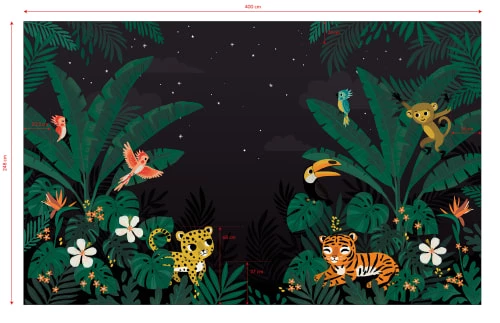 Lilipinso Stickers Et Papiers-peint Enfant Papier Peint Décor Jungle En Papier Noir 4m X 2,48m – Image 2