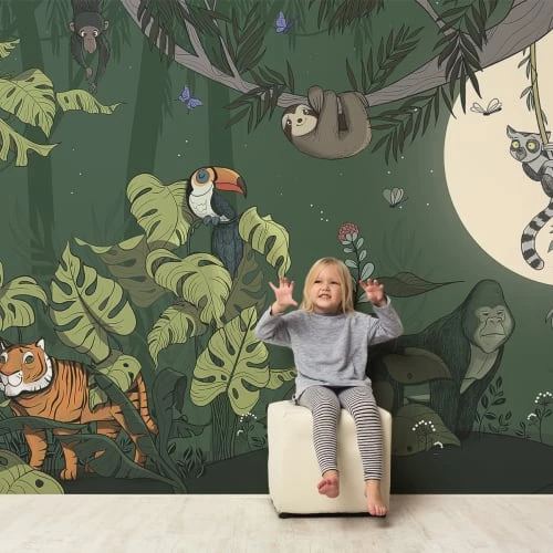 Acte Deco Stickers Et Papiers-peint Enfant Papier Peint Enfant Panoramique Enfant Jungle Couleurs - 250x170 – Image 6