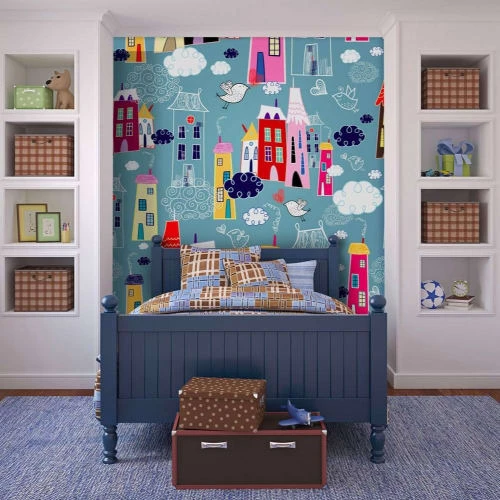 Artgeist Stickers Et Papiers-peint Enfant Papier Peint Enfant Petit Village Dans Les Nuages 250x193