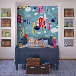 Artgeist Stickers Et Papiers-peint Enfant Papier Peint Enfant Petit Village Dans Les Nuages 350x270