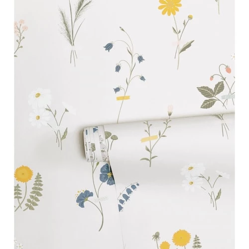 Lilipinso Stickers Et Papiers-peint Enfant Papier Peint Fleurs Des Champs En Papier Rose 50cm X 10m – Image 3