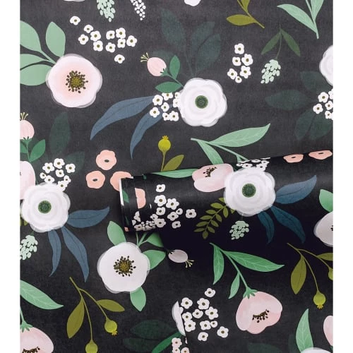 Lilipinso Stickers Et Papiers-peint Enfant Papier Peint Floral En Papier Bleu Marine 50cm X 10m – Image 5