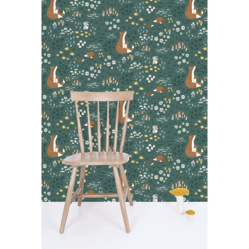 Lilipinso Stickers Et Papiers-peint Enfant Papier Peint Forêt En Papier Vert émeraude 50cm X 10m