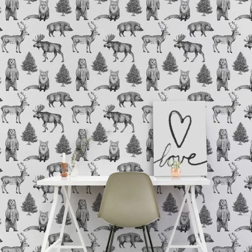 Superfresco Easy Stickers Et Papiers-peint Enfant Papier Peint Intissé Animaux Vinyle Blanc Noir 1005x52cm – Image 3