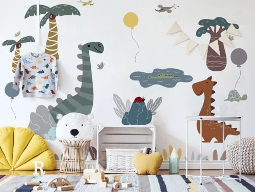 99Déco Stickers Et Papiers-peint Enfant Papier Peint Panoramique Enfant Dinosaures 336x270cm – Image 2