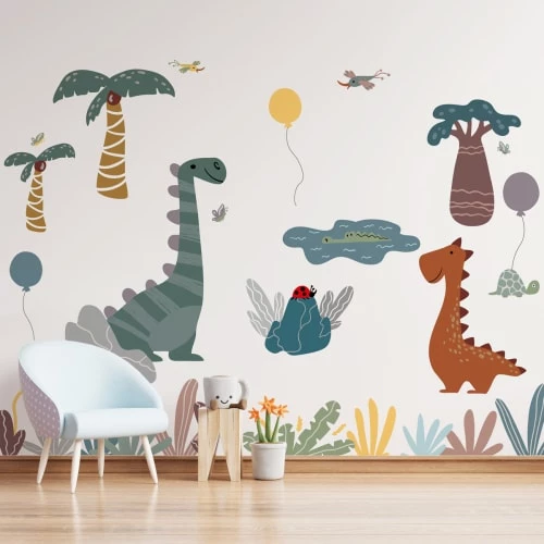 99Déco Stickers Et Papiers-peint Enfant Papier Peint Panoramique Enfant Dinosaures 336x270cm