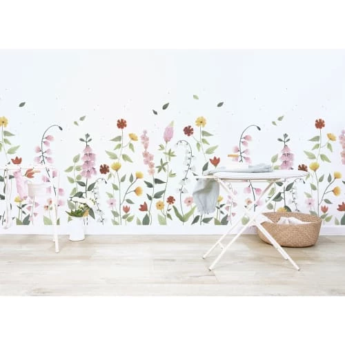 Lilipinso Stickers Et Papiers-peint Enfant Papier Peint Panoramique Fleurs En Papier Multicolore 2m X 2,48m