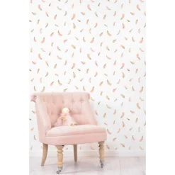 Lilipinso Stickers Et Papiers-peint Enfant Papier Peint Plumes En Papier Rose 50cm X 10m