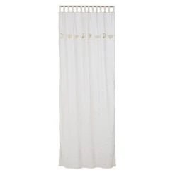 Maisons Du Monde Rideaux Enfant Rideau à L'unité En Voile De Coton OEKO-TEX® écru à Imprimé étoiles 110x250