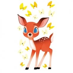 Acte Deco Stickers Et Papiers-peint Enfant Sticker Mural Faon Et Papillons Pour Enfant - 110x60