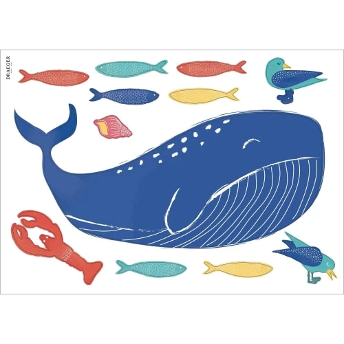 Draeger Paris Stickers Et Papiers-peint Enfant Sticker Mural Grande Baleine Bleue – Image 3