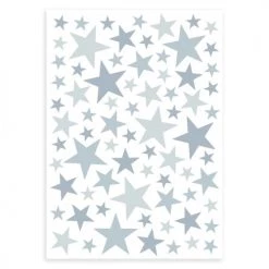 Lilipinso Stickers Et Papiers-peint Enfant Stickers étoiles En Vinyle Mat Bleu Gris