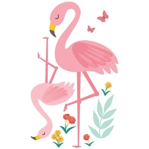Lilipinso Stickers Et Papiers-peint Enfant Stickers Flamant Rose En Vinyle Mat Rose 34x60 Cm