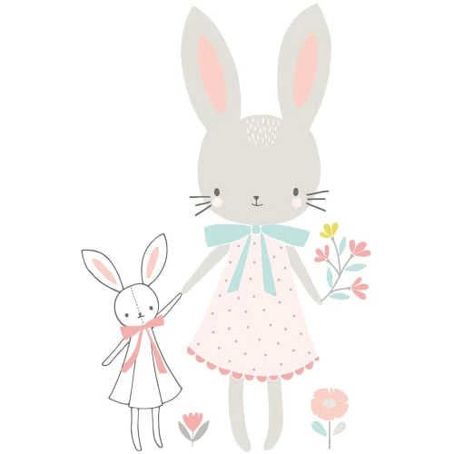 Lilipinso Stickers Et Papiers-peint Enfant Stickers Lapin En Vinyle Mat Rose 58x90 Cm