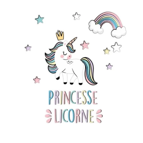 STC Stickers Et Papiers-peint Enfant Stickers Muraux Princesse Licorne 42,7x42cm