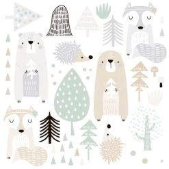Decochic Stickers Et Papiers-peint Enfant Stickers Mureaux En Vinyle Animaux De La Forêt Verte