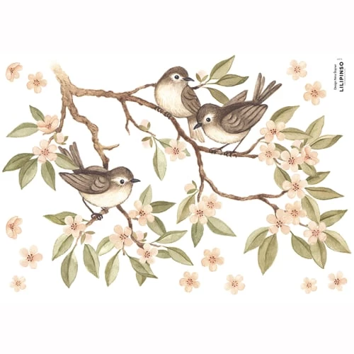 Lilipinso Stickers Et Papiers-peint Enfant Stickers Oiseaux En Vinyle Mat Multicolore 29.7x42 Cm