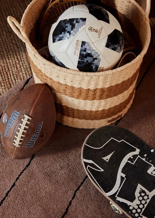 OYOY Living Design Tapis Enfant Tapis à Rayures Marron En Laine Et En Coton Ø120cm – Image 3