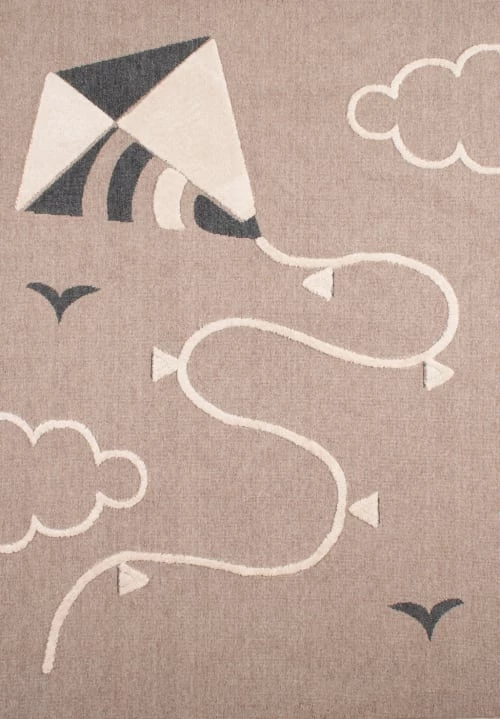 Nazar Tapis Enfant Tapis Beige Et Crème Motif Cerf-volant Doux - 80x150