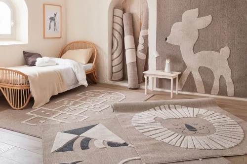 Nazar Tapis Enfant Tapis Beige Et Crème Motif Cerf-volant Doux - 80x150 – Image 3