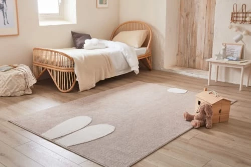 Nazar Tapis Enfant Tapis Beige Et Crème Motif En Relief Lapin Doux - 80x150 – Image 2