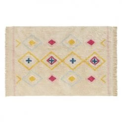 Maisons Du Monde Tapis Enfant Tapis Berbère En Coton Blanc à Motifs Multicolores 120x180