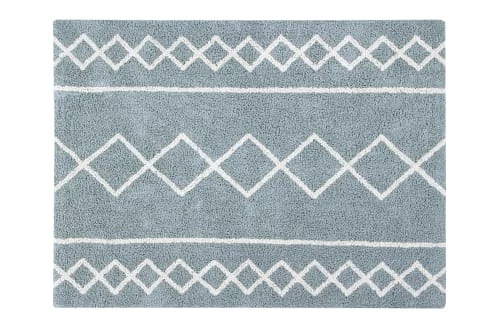 Lorena Canals Tapis Enfant Tapis Coton Lavable Vintage Bleu 120x160cm