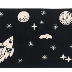 Lorena Canals Tapis Enfant Tapis Coton Motif Espace Noir 140x200