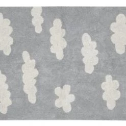 Lorena Canals Tapis Enfant Tapis Coton Motif Nuage Gris 120x160