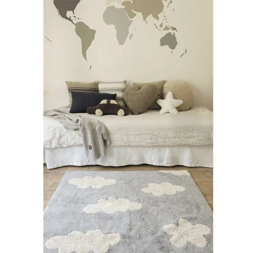 Lorena Canals Tapis Enfant Tapis Coton Motif Nuage Gris 120x160 – Image 2