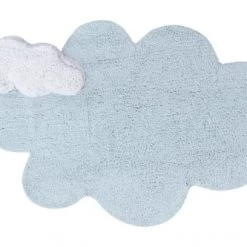 Lorena Canals Tapis Enfant Tapis Coton Relief Nuage Bleu 110x170