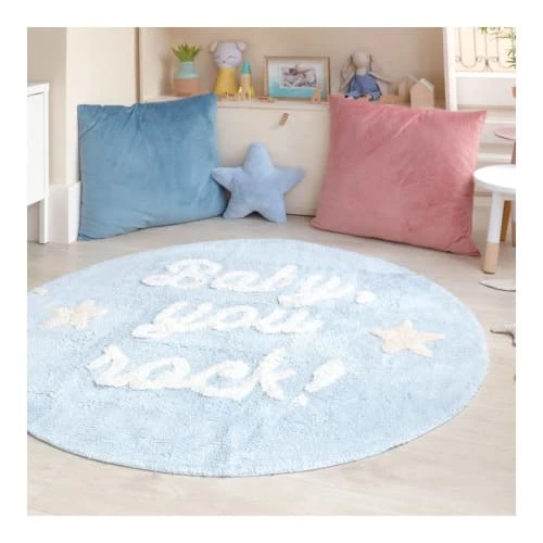 Lorena Canals Tapis Enfant Tapis Coton Rond Lavable Baby, You Rock! D120cm – Image 5
