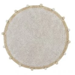 Lorena Canals Tapis Enfant Tapis Coton Rond Lavable Miel à Pompons D120cm
