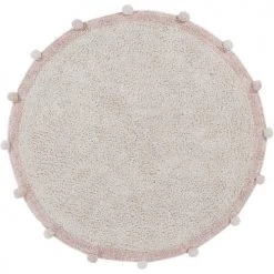 Lorena Canals Tapis Enfant Tapis Coton Rond Lavable Nude à Pompons D120cm