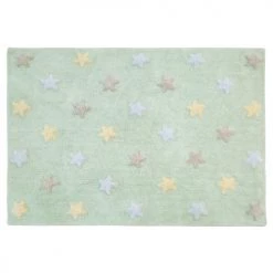 Lorena Canals Tapis Enfant Tapis Coton Vert Motif Petites étoiles 120x160