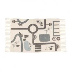 Home Maison Tapis Enfant Tapis De Jeu Imprimé Route Coton Multicolore 100x150cm