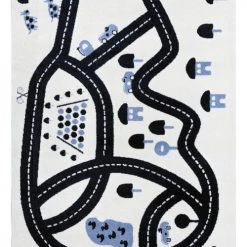 AFK Living Tapis Enfant Circuit Bleu 80x150