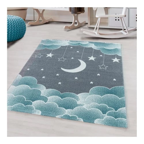 J&Kids Tapis Enfant En Polypropylène Bleu Ø 160 – Image 3