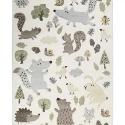 SIGIKID Tapis Enfant Motif Animaux Forêt écru Bleu 120x170