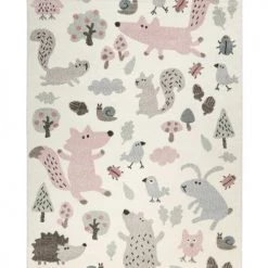 SIGIKID Tapis Enfant Motif Animaux Forêt écru Rose 200x290