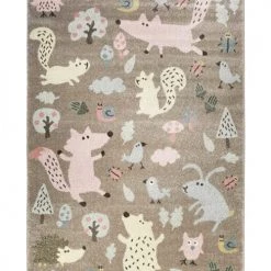 SIGIKID Tapis Enfant Motif Animaux Forêt Taupe 200x290