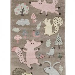 SIGIKID Tapis Enfant Motif Animaux Forêt Taupe 80x150