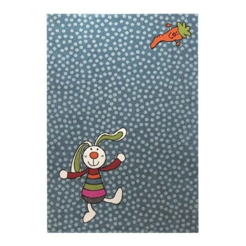 SIGIKID Tapis Enfant Motif Lapin Coloré Sur Fond à Pois Bleu 80x150