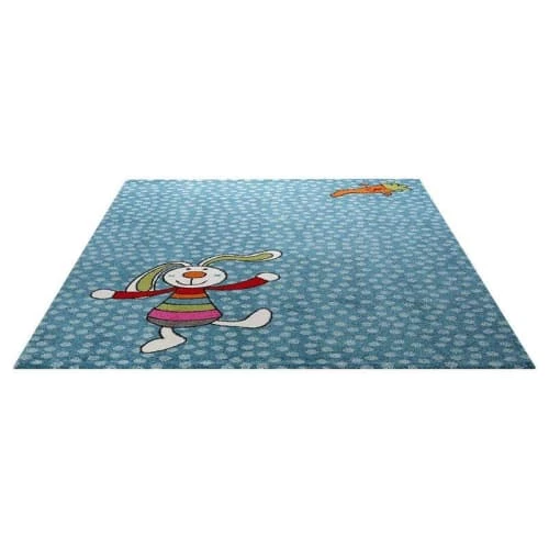 SIGIKID Tapis Enfant Motif Lapin Coloré Sur Fond à Pois Bleu 80x150 – Image 4