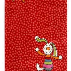 SIGIKID Tapis Enfant Motif Lapin Coloré Sur Fond Pois Rouge 120x170