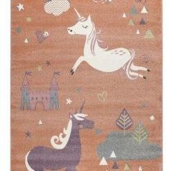 Esprit Tapis Enfant Motif Licorne Orange 80x150