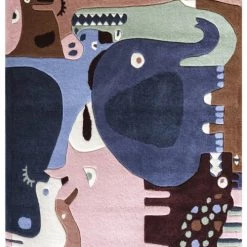 AFK Living Tapis Enfant Puzzle Animaux Multicolore 160x190