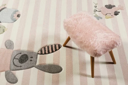 SIGIKID Tapis Enfant Rayé Pastel Motif Animaux 120x170 – Image 2