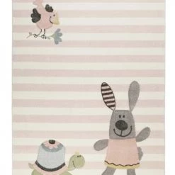 SIGIKID Tapis Enfant Rayé Pastel Motif Animaux 133x200